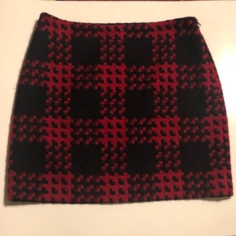 Boston Proper Muse Mini Skirt Red & Black Plaid 6